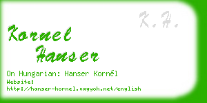 kornel hanser business card